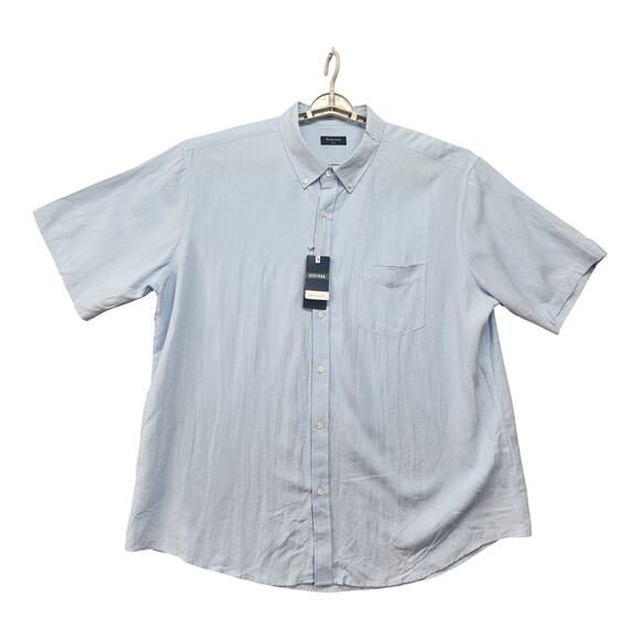 NWT Sedyrak Mens Dress Shirt 2XL Blue Linen Blend Short Sleeve Button Down Soft - Picture 3 of 12